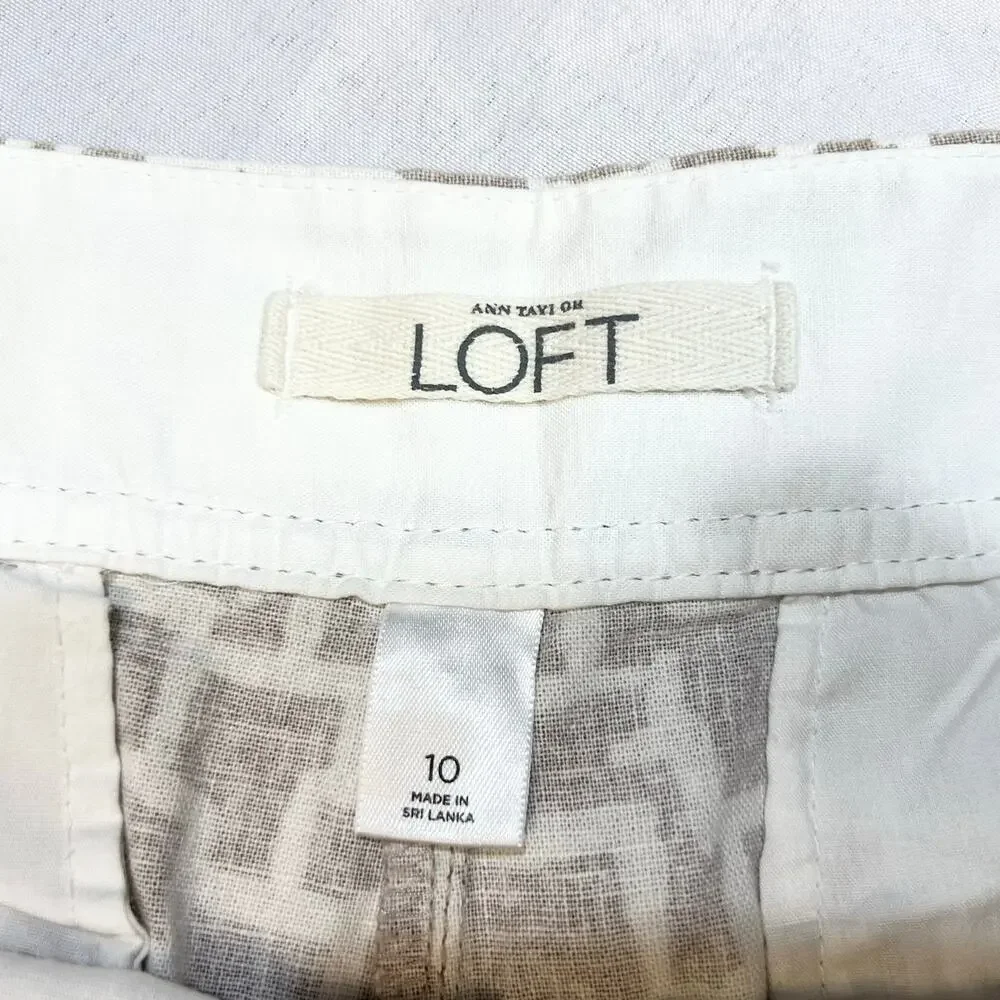Ann Taylor LOFT Shorts Lot 3 Women 10 White Beige Geometric Linen Blend Casual